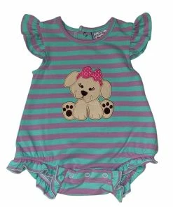 Baby Clothes Three Sisters Baby Girls Puppy Stripe Bubble