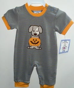 Three Sisters Puppy Pumpkin Boys Romper