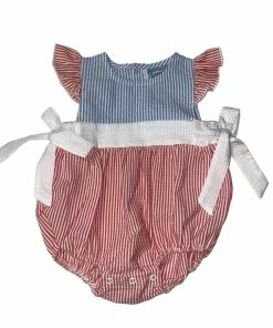 Three Sisters Baby Girls Seersucker Color Block Bubble Baby Clothes