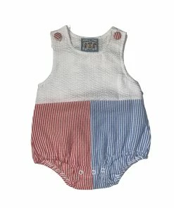 Three Sisters Baby Color Block Seersucker Boys Bubble