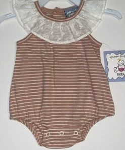 Three Sisters Baby Stripe Bubble With Lace Collar Baby Clothes