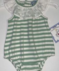 Three Sisters Baby Stripe Bubble With Lace Collar Baby Clothes