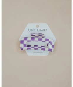Denim & Daisy Checkerboard Claw Clip