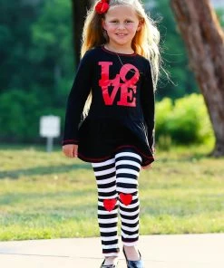 AnnLoren Love Knit Pant Set Girls