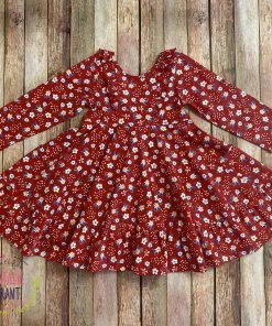 Natalie Grant Wine Floral Twirl Dress Girls