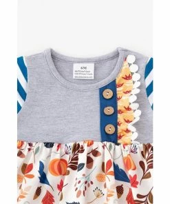 Honeydew Blue Pumpkin Floral Ruffle Romper