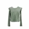 Paper Crane Olive Ruffle Shoulder Top Tween