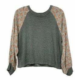 Tween Paper Crane Olive Floral Sleeve Top