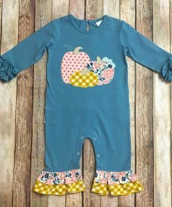 Natalie Grant Pumpkin Floral Ruffle Romper