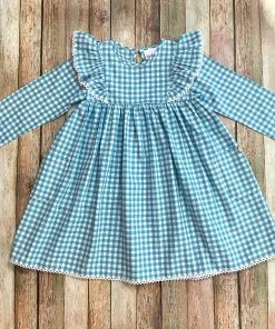 Girls Natalie Grant Blue Vintage Plaid Dress