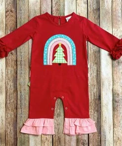 Baby Clothes Natalie Grant Rainbow Christmas Tree Romper