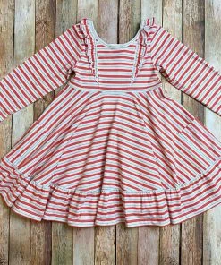 Natalie Grant Red & Pink Stripe Twirl Dress Girls