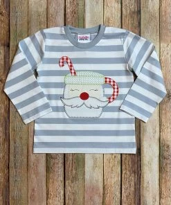 Boys Natalie Grant Stripe Santa Mug Shirt
