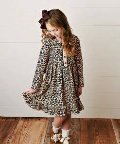 Girls Swoon Baby Midnight Leopard Petal Pocket Dress
