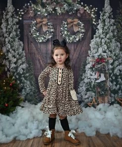 Girls Swoon Baby Midnight Leopard Petal Pocket Dress