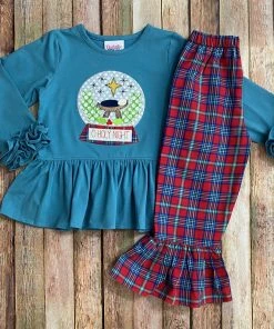 Girls Natalie Grant Snow Globe Ruffle Pant Set