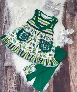 Stella Bean Back To School Green Pencil Tunic Set