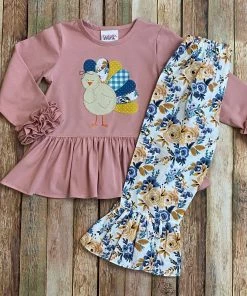 Natalie Grant Mauve Turkey Ruffle Pant Set