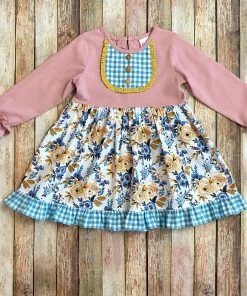 Natalie Grant Mauve Vintage Floral Dress & Pant Set Girls