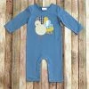 Natalie Grant Blue Boys Turkey Knit Romper