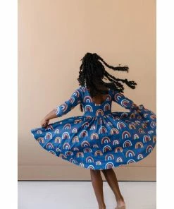 Ollie Jay Autumn Navy Rainbow Dress Girls