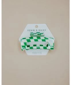 Denim & Daisy Checkerboard Claw Clip