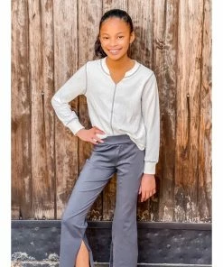 Tween Paper Flower Split Front Bell Legging