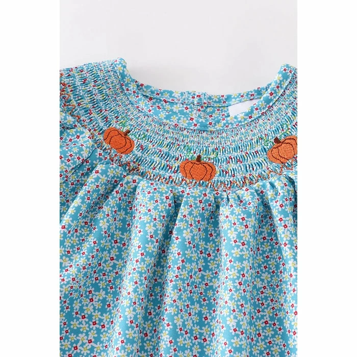 Cheap π Honeydew Blue Floral Pumpkin Smocked Bishop π Dress π₯° 4 Honeydew Blue Floral Pumpkin Smocked Bishop Dress