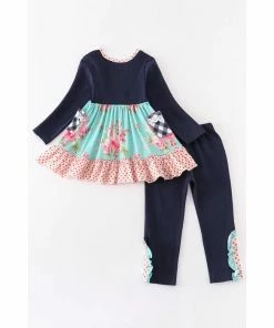 Girls Honeydew Floral Pocket Ruffle Pant Set