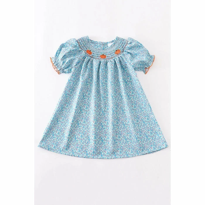 Cheap π Honeydew Blue Floral Pumpkin Smocked Bishop π Dress π₯° 3 Honeydew Blue Floral Pumpkin Smocked Bishop Dress
