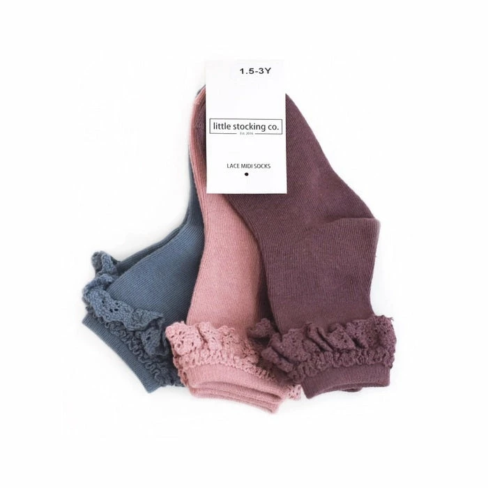 Hot Sale π Little Stockings Company π§ Girls Little Stockings Co 3 Pack Midi Lace Sock π₯ 5 Little Stockings Company Girls Little Stockings Co 3 Pack Midi Lace Sock