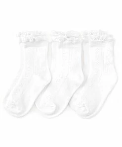 Little Stockings Company Little Stockings Co Midi White Fancy 3 Pack Girls