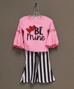 Honeydew Be Mine Top With Stripe Flare Pant Girls