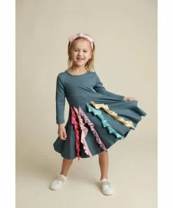 Whoopsie Daisy Lemon Loves Lime Rainbow Cascade Dress