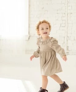 Girls Mabel & Honey Cinnamon Oatmeal Knit Dress
