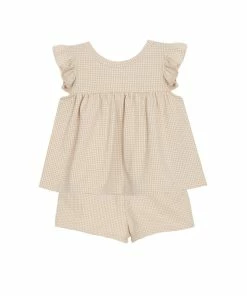 Girls Mabel & Honey Fanny Plaid Knit Short Set