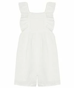 Girls Mabel & Honey Vivienne White Gauze Romper
