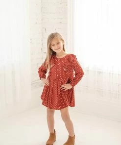 Mabel & Honey Red Woodland Dot Dress Girls