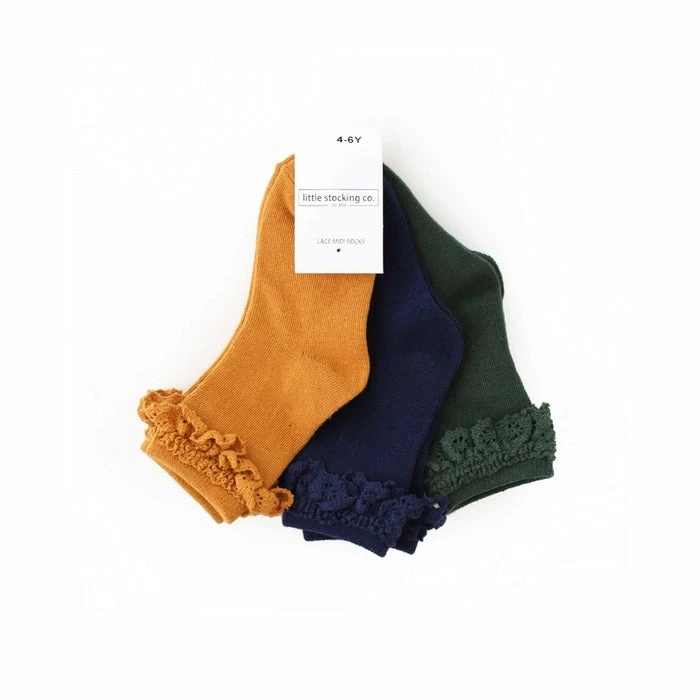 Hot Sale π Little Stockings Company π§ Girls Little Stockings Co 3 Pack Midi Lace Sock π₯ 4 Little Stockings Company Girls Little Stockings Co 3 Pack Midi Lace Sock