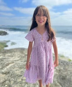 Vignette Wanda Pink Ditsy Floral Dress Girls